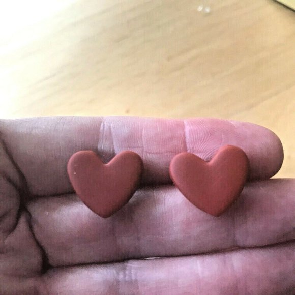 Handmade Heart Earrings Posts Polymer Clay Valentine Birthday Romance Cu… - Picture 2 of 7